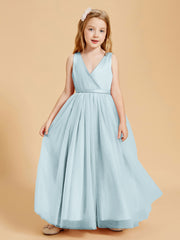 Robes de Demoiselle d'Honneur Junior en Tulle avec Haut en Satin Brume