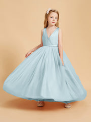 Robes de Demoiselle d'Honneur Junior en Tulle avec Haut en Satin Brume