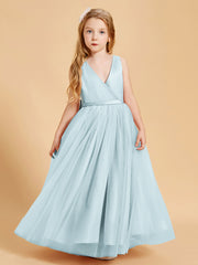 Robes de Demoiselle d'Honneur Junior en Tulle avec Haut en Satin Brume