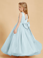 Robes de Demoiselle d'Honneur Junior en Tulle avec Haut en Satin Brume
