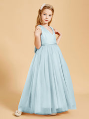 Robes de Demoiselle d'Honneur Junior en Tulle avec Haut en Satin Brume