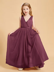 Robes de Demoiselle d'Honneur Junior en Tulle avec Haut en Satin Mûre