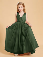 Robes de Demoiselle d'Honneur Junior en Tulle avec Haut en Satin Olive Verte