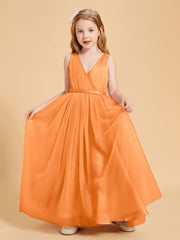 Robes de Demoiselle d'Honneur Junior en Tulle avec Haut en Satin Orange