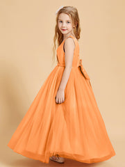 Robes de Demoiselle d'Honneur Junior en Tulle avec Haut en Satin Orange