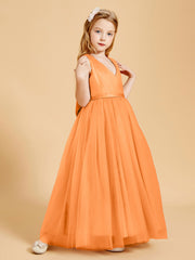 Robes de Demoiselle d'Honneur Junior en Tulle avec Haut en Satin Orange