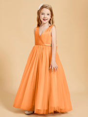 Robes de Demoiselle d'Honneur Junior en Tulle avec Haut en Satin Orange