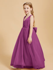 Robes de Demoiselle d'Honneur Junior en Tulle avec Haut en Satin Orchidee