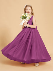 Robes de Demoiselle d'Honneur Junior en Tulle avec Haut en Satin Orchidee