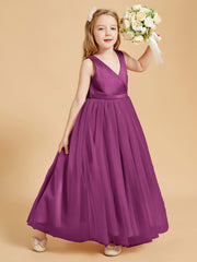 Robes de Demoiselle d'Honneur Junior en Tulle avec Haut en Satin Orchidee