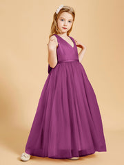 Robes de Demoiselle d'Honneur Junior en Tulle avec Haut en Satin Orchidee