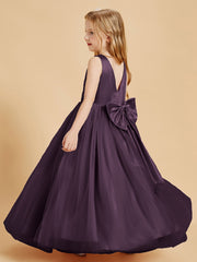 Robes de Demoiselle d'Honneur Junior en Tulle avec Haut en Satin Plum