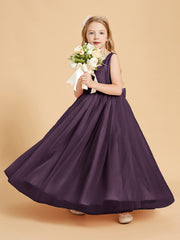 Robes de Demoiselle d'Honneur Junior en Tulle avec Haut en Satin Plum