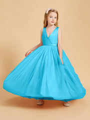 Robes de Demoiselle d'Honneur Junior en Tulle avec Haut en Satin Piscine