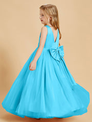 Robes de Demoiselle d'Honneur Junior en Tulle avec Haut en Satin Piscine
