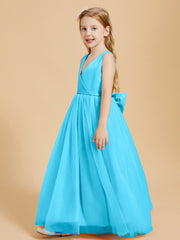 Robes de Demoiselle d'Honneur Junior en Tulle avec Haut en Satin Piscine