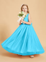 Robes de Demoiselle d'Honneur Junior en Tulle avec Haut en Satin Piscine