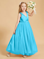 Robes de Demoiselle d'Honneur Junior en Tulle avec Haut en Satin Piscine