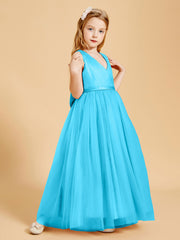 Robes de Demoiselle d'Honneur Junior en Tulle avec Haut en Satin Piscine