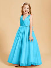 Robes de Demoiselle d'Honneur Junior en Tulle avec Haut en Satin Piscine