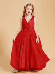 Robes de Demoiselle d'Honneur Junior en Tulle avec Haut en Satin Rouge