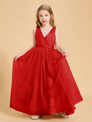 Robes de Demoiselle d'Honneur Junior en Tulle avec Haut en Satin Rouge