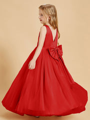 Robes de Demoiselle d'Honneur Junior en Tulle avec Haut en Satin Rouge