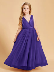 Robes de Demoiselle d'Honneur Junior en Tulle avec Haut en Satin Régence