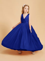 Robes de Demoiselle d'Honneur Junior en Tulle avec Haut en Satin Bleu Royale
