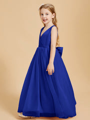 Robes de Demoiselle d'Honneur Junior en Tulle avec Haut en Satin Bleu Royale