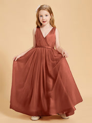 Robes de Demoiselle d'Honneur Junior en Tulle avec Haut en Satin Rouille