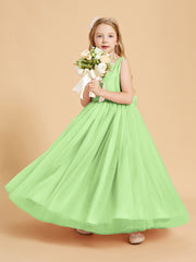 Robes de Demoiselle d'Honneur Junior en Tulle avec Haut en Satin Sauge
