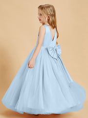 Robes de Demoiselle d'Honneur Junior en Tulle avec Haut en Satin Bleu Ciel