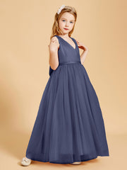Robes de Demoiselle d'Honneur Junior en Tulle avec Haut en Satin Orageux