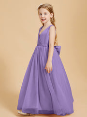 Robes de Demoiselle d'Honneur Junior en Tulle avec Haut en Satin Tahiti