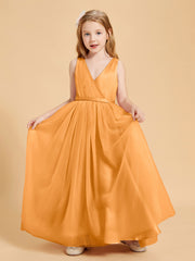 Robes de Demoiselle d'Honneur Junior en Tulle avec Haut en Satin Mandarine