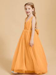 Robes de Demoiselle d'Honneur Junior en Tulle avec Haut en Satin Mandarine