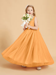Robes de Demoiselle d'Honneur Junior en Tulle avec Haut en Satin Terracotta