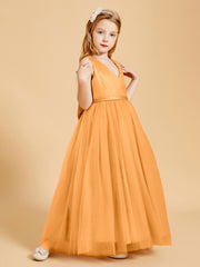 Robes de Demoiselle d'Honneur Junior en Tulle avec Haut en Satin Terracotta
