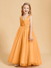 Robes de Demoiselle d'Honneur Junior en Tulle avec Haut en Satin Terracotta