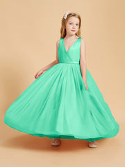 Robes de Demoiselle d'Honneur Junior en Tulle avec Haut en Satin Turquoise