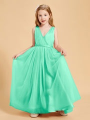 Robes de Demoiselle d'Honneur Junior en Tulle avec Haut en Satin Turquoise
