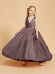 Robes de Demoiselle d'Honneur Junior en Tulle avec Haut en Satin Vintage Mauve