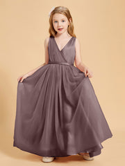 Robes de Demoiselle d'Honneur Junior en Tulle avec Haut en Satin Vintage Mauve