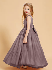 Robes de Demoiselle d'Honneur Junior en Tulle avec Haut en Satin Vintage Mauve