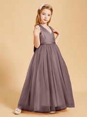 Robes de Demoiselle d'Honneur Junior en Tulle avec Haut en Satin Vintage Mauve