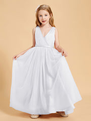 Robes de Demoiselle d'Honneur Junior en Tulle avec Haut en Satin Blanc