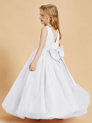 Robes de Demoiselle d'Honneur Junior en Tulle avec Haut en Satin Blanc