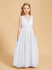 Robes de Demoiselle d'Honneur Junior en Tulle avec Haut en Satin Blanc