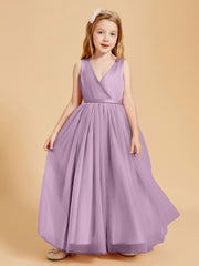 Robes de Demoiselle d'Honneur Junior en Tulle avec Haut en Satin Glycine